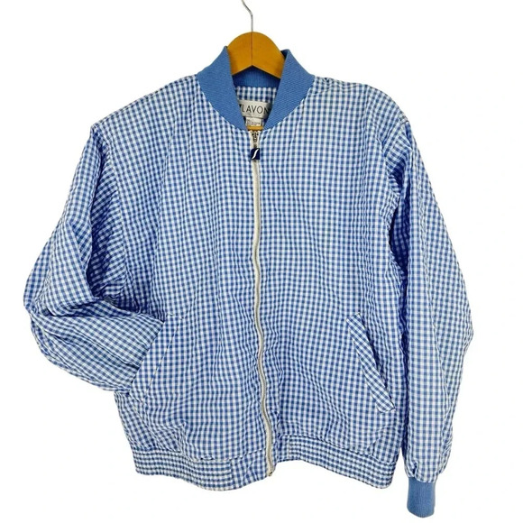 Vintage 90s Gingham bomber windbreaker jacket - Picture 4 of 8